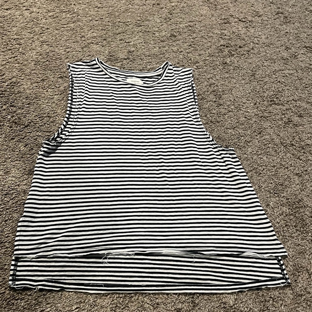 Billabong Lightweight Black & White Stripe Minimalist Tank Top Size Small